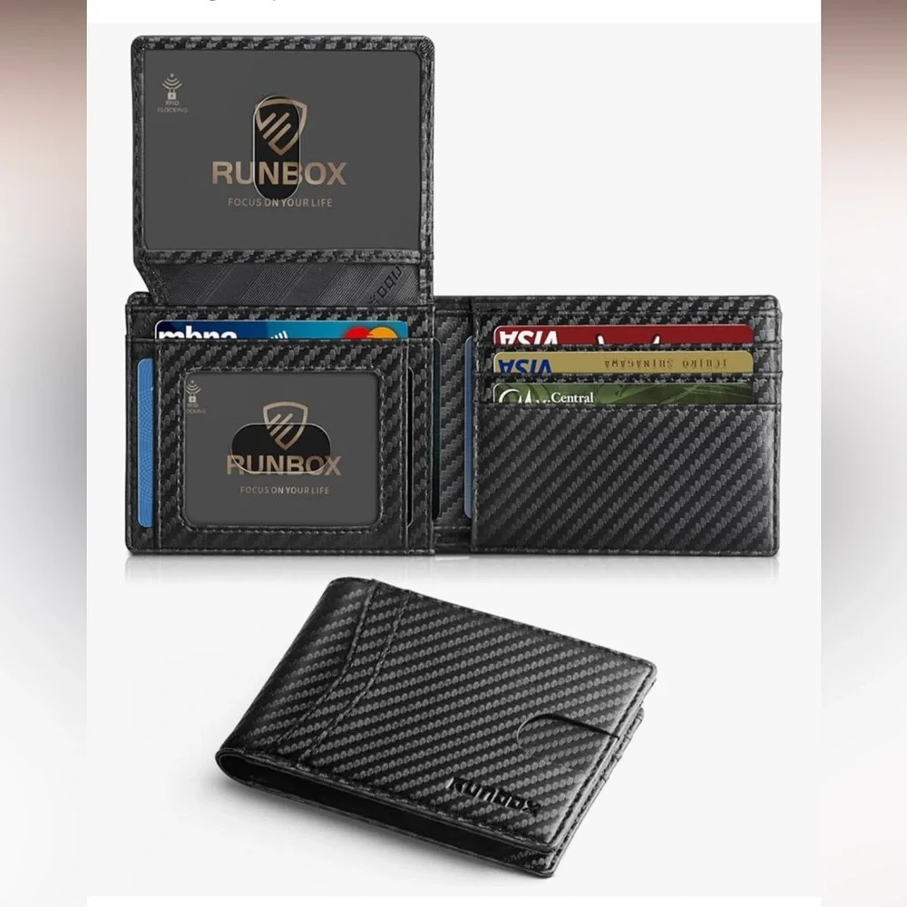 🆕 Wallet for Men Slim Rfid Leather 2 ID Window With Gift Box